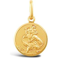 Jewelco London St Christopher Medallion Pendant - Gold