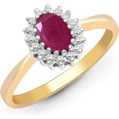 Jewelco London Classic Royal Cluster Ring - Gold/Silver/Ruby/Diamonds