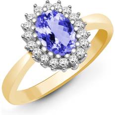 Jewelco London Classic Royal Cluster Ring - Gold/Silver/Tanzanite/Diamonds