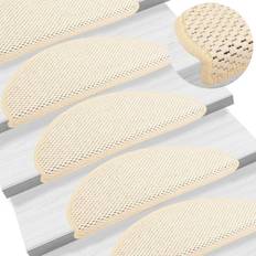 vidaXL 15x Self-adhesive Stair Mats Sisal-Look Cream White, Beige cm