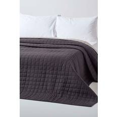 Homescapes Cotton Quilted Reversible Bedspread Bedspread Grey, Black