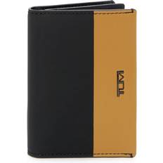 Tumi Gusseted Two Tone Leather Card Case - Black/Golden Brown