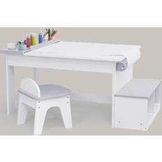White Child Table Kid's Room Teamson Fantasy Fields Kids Little Artist Monet Play Art White/Gray 3-7