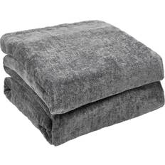 Highams Soft Knitted Fleece Blankets Grey