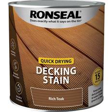 Ronseal Brown Paint Ronseal Quick Drying Decking Woodstain Rich Teak 2.5L