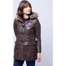 'Dockray' Hooded Leather Duffle Coat