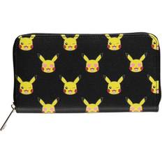 Polyester Wallets & Key Holders Difuzed Pokemon Purse Pikachu Face all over print Official Black Zip Around