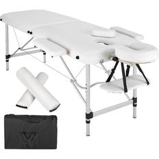 tectake Massage table with 2 zones Includes bolsters, carry bag and detachable head and arm pads white