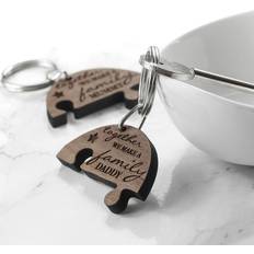 Polyester Keychains Treat Gifts Personalised Family Together Jigsaw Heart Wood Keyring - Five