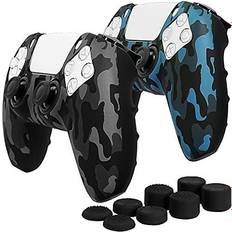 PlayStation 5 Controller Grips Fosmon PS5 DualSense Controller Non-Slip Protective Cover - Camo Black/Blue