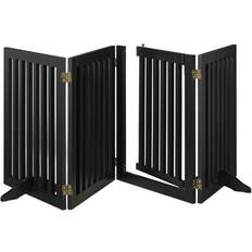 Relaxdays Safety Gate with Door, Children & Pets, Retractable, with Feet, FreeStanding Barrier, HxW: 70x207cm, Black