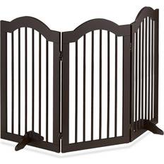 Relaxdays Safety Gate, Foldable Fence with Stable Feet, for Children & Pets, FreeStanding, HWD: 92 x 154 x 30 cm, Brown