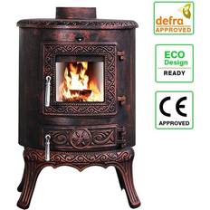 NRG 5KW Wood Burning Stove Cast Iron Fireplace Log Burner Bronze Defra Eco Design
