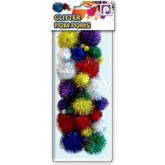 Pom Poms Childrens Kids Assorted Size & Colour Glitter Pom Poms Balls Art Craft Cat Toy