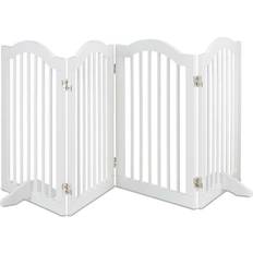 Relaxdays Safety Gate, Retractable Fence with Wide Feet, for Children & Pets, FreeStanding Barrier, hw: 92 x 154, White