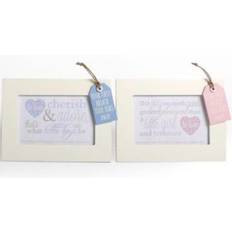 Pink Photoframes & Prints White Photo Frame Pink Baby Girl Or Blue Baby Boy Tag Christening Present Gift/Pink
