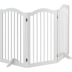 Relaxdays Safety Gate, Retractable Fence with Wide Feet, for Children & Pets, FreeStanding Barrier, hw: 92 x 154, White