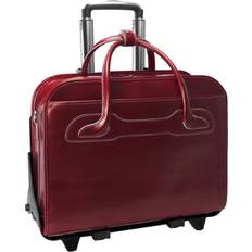 Red Briefcases McKlein Willowbrook 15 in. Red Top Grain Cowhide Leather Patented Detachable Wheeled Ladies Laptop Briefcase