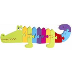 Knob Puzzles Orange Tree Toys Crocodile Number Puzzle, Multi Coloured