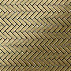 Mosaic tile massiv metal Titanium Gold brushed gold 1.6mm thick Herringbone-Ti-GB