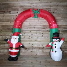 Premier 2.4M Inflatable Christmas Arch Santa and Snowman Waving