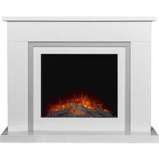 Adam Mayfair White & Grey Marble Fireplace with Ontario Electric Fire, 43 Inch