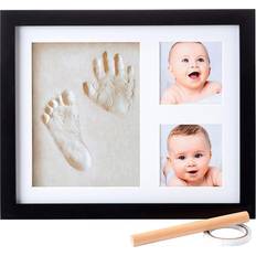 Cotton Photoframes & Prints Baby Handprint Kit Clay Footprint Keepsake Kit, Baby Prints Photo Frame, Infant Picture Frame, Baby Shower Gifts for Boy or Girl, Newborn Keepsakes (Black)