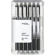 Grey Gel Pens Tul Gel Pens, Retractable, Fine Point, 0.5 mm, Gray Barrel, Black Ink, Pack Of 12