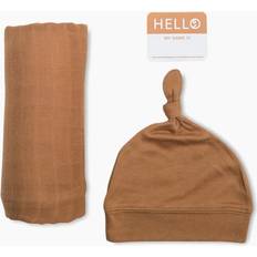 Lulujo Swaddle & Knotted Hat in Tan Size 0-4M Viscose