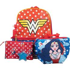 BioWorld Wonder Woman 5 Piece Backpack Set Blue/Orange/Red One-Size