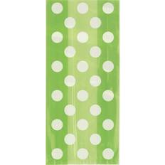 Unique 20 Lime Green Spotty Cellophane Gift Bags