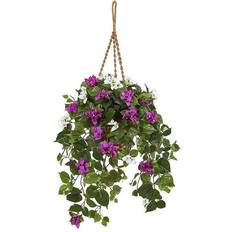 MDF Artificial Plants Nearly Natural Mixed Bougainvillea Hanging Basket Purple/White Artificial Plant