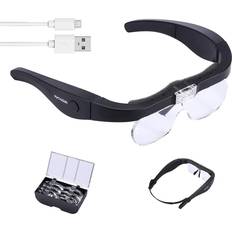 Yoctosun Headset Magnifier Glasses with 2 LED Lights and Detachable Lenses