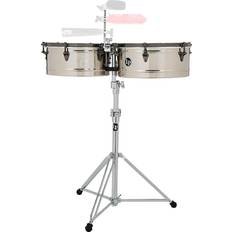 LP E-Class Timbale Set With Stand And Black Nickel Hardware 14 In./15 In. Chrome/Steel