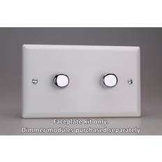 Varilight WYD2.CW Urban Chalk White 2 Gang Dimmer Plate Only Dimmer Knobs (Twin Plate)