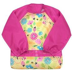 Green Sprouts Girls' Bibs Pink Pink & Yellow Floral Bee Snap & Go Long-Sleeve Bib