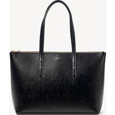 Aspinal of London Ladies Black Leather Saffiano Print Zipped Regent Tote