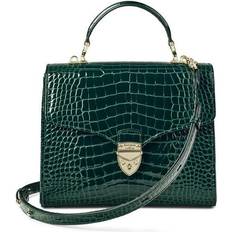 Aspinal of London Ladies Green Crocodile Print Mayfair Bag