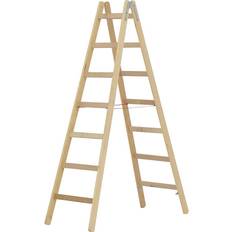 Hymer HYMER Wooden step ladder, with rungs, accessible on both sides, 2 x 7 rungs