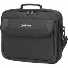Manhattan Cambridge Laptop Bag 14.1" Clamshell Design, Black, LOW COST, Accessories Pocket, Document Compartment on Back, Shoulder Strap (removable) Equivalent to Targus CN313/CN414EU, Notebook Case, Three Year Warranty