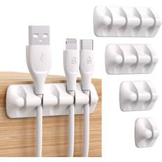 Syncwire Cable Clips Cord Holders Self Adhesive Cord Organizer Cable Management for Desk Home Office White
