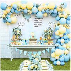 Pastel Balloon Garland Arch Kit with 100 pcs Blue and Yellow Balloons, DIY Balloon Bouquet Kit for Baby Shower, Wedding Bachelorette Birthday Party Balloon Decorations