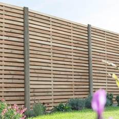 B&Q Forest Pack of 3 Pressure Treated Contemporary Double Slatted Fence