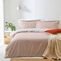 The Linen Yard Striped Duvet Cover Brown, Red