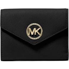 Gold Wallets & Key Holders Michael Kors Carmen Medium Saffiano Leather Tri-Fold Envelope Wallet - Black