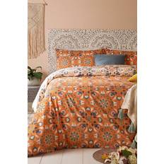Cotton Bed Linen Furn Floral Duvet Cover Orange (220x230cm)