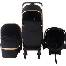 My Babiie Baby Nests & Blankets My Babiie Mb500 Rose Gold Black Quilted Travel System