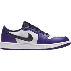 39 ½ - Unisex Golf Shoes Nike Air Jordan 1 Low G - White/Court Purple/University Red/Black