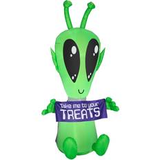National Tree Company 84" Inflatable Halloween Alien with Sign
