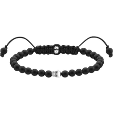 Adjustable Size - Men Bracelets Thomas Sabo Skull Bracelet - Silver/Obsidian/Black